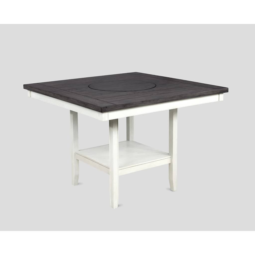 1pc Contemporary Transitional Counter Height Dining Table with 20-Inch Lazy Susan Finish Wooden Wood Veneers Solid Wood