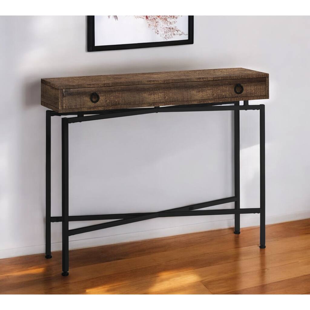 HomeRoots 43" Brown And Black Cross Leg Console Table - 42.5