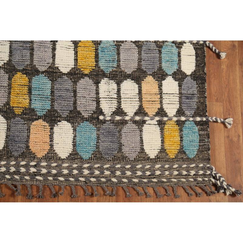 All-Over Geometric Moroccan Contemporary Area Rug Handmade Wool Carpet - 5'11"x 9'7"