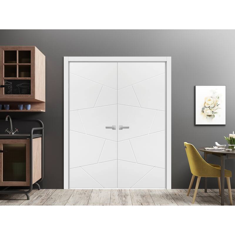 Slab Barn Door Panel 18 x 84 inches | Planum 0990 Painted White | Sturdy Finished Interior Doors | Pocket Closet Sliding