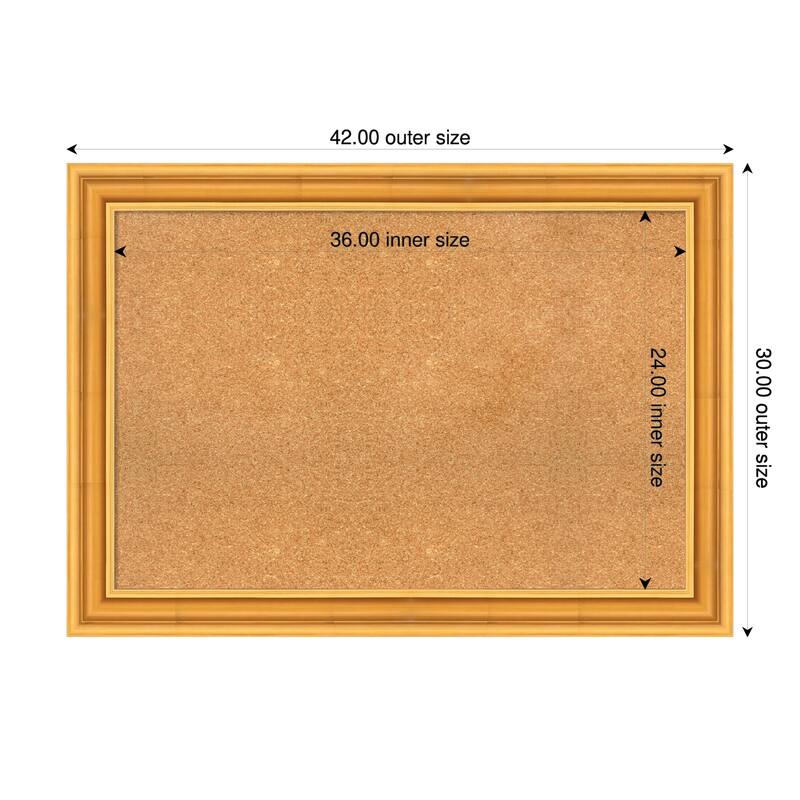 Sierra Gold Wood Framed Cork Board - Bulletin Board, Organization Board, Pin Board - Natural - 42 x 30 in