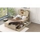 preview thumbnail 4 of 26, Twin Storage Platform Bed with LED Headboard, Drawers, & Shelves, Natural