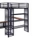 preview thumbnail 9 of 9, Full Metal Loft Kids Bed Frame with Desk, Shelves & Open Wardrobe, Black