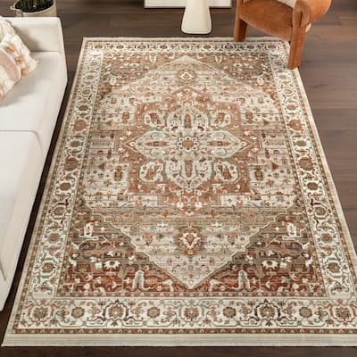 Nuloom Oliveira Floral Medallion Fringe Area Rug