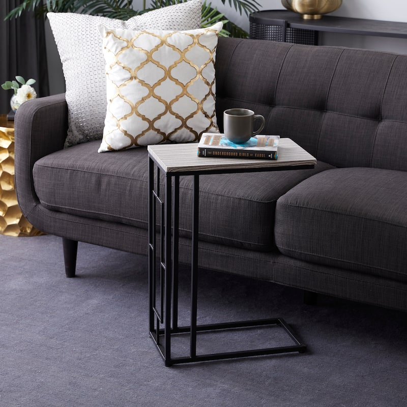 Metal C-Shaped Accent Table with Black Metal Base - Roche River Decor