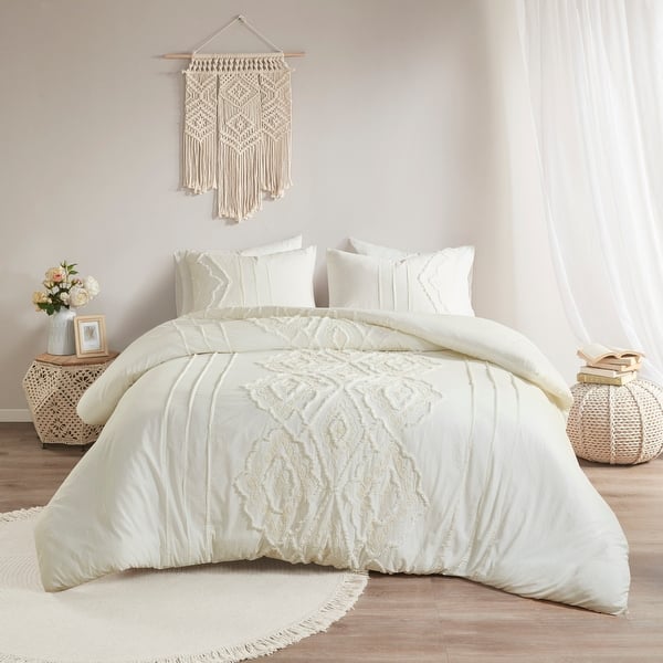 slide 2 of 10, Madison Park Luna Cotton Comforter Set Off White - Full - Queen