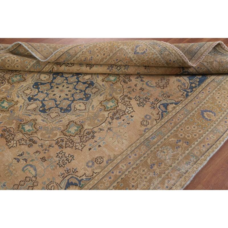 Hand Knotted Oriental 100% Wool Carpet Traditional Floral Oranges & Rust Mashad Area Rug - 9' 5'' X 6' 3''