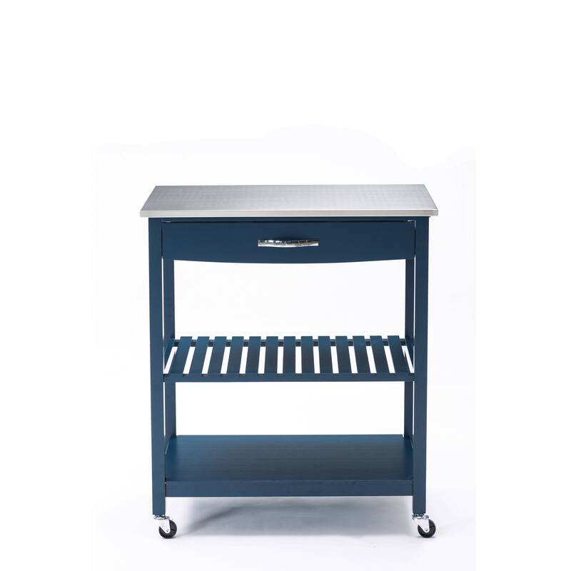 Holland Kitchen Cart With Stainless Steel Top