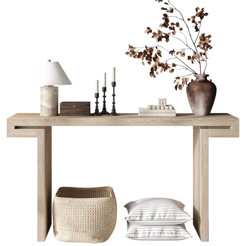 Roomfitters 60" Rustic Farmhouse Console Table, Distressed Wood Entryway Sofa Side Table for Living Room