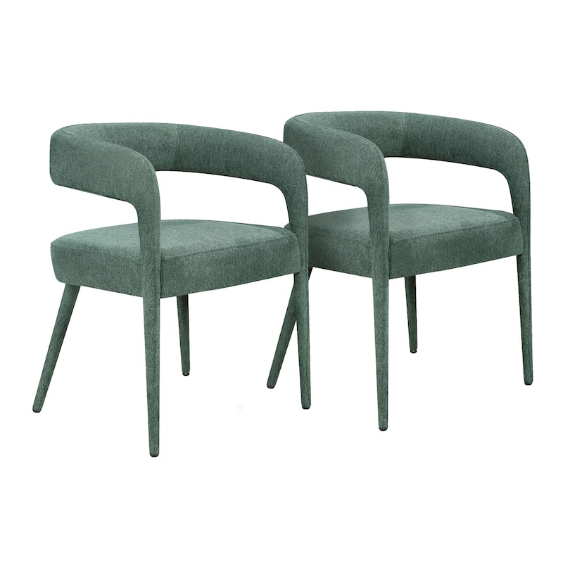 HomeRoots Set of Two Green Upholstered Linen Open Back Dining Side Chairs - 21 in. x 28 in. x 22 in.