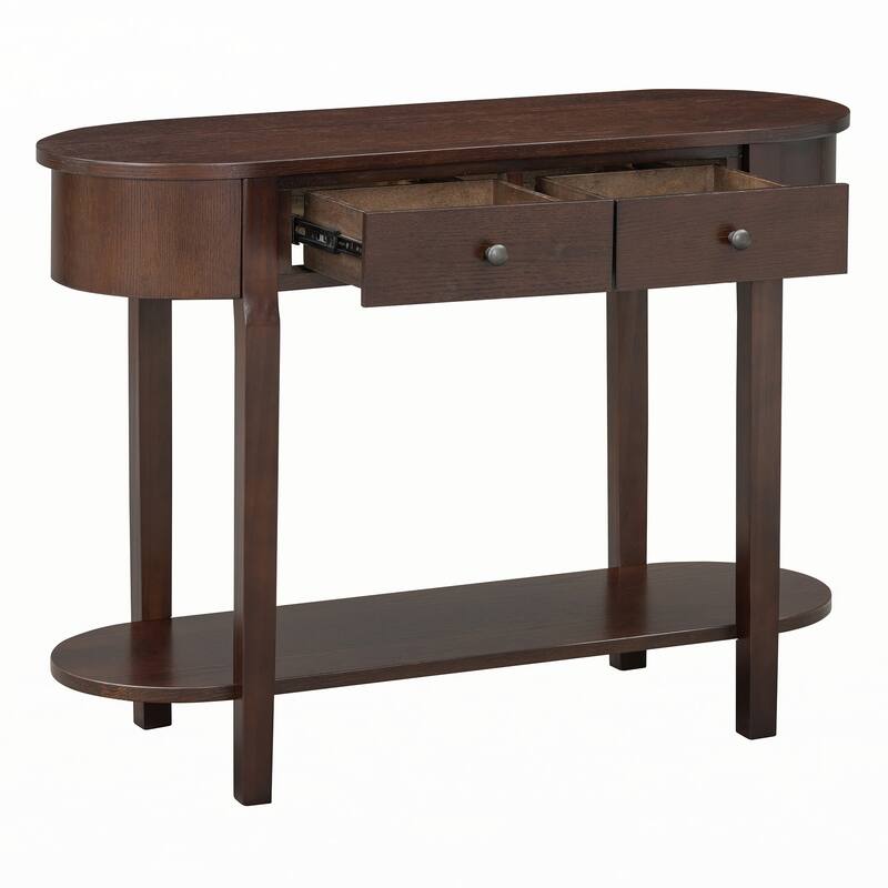 Retro Console Table with Curved Design,Espresso