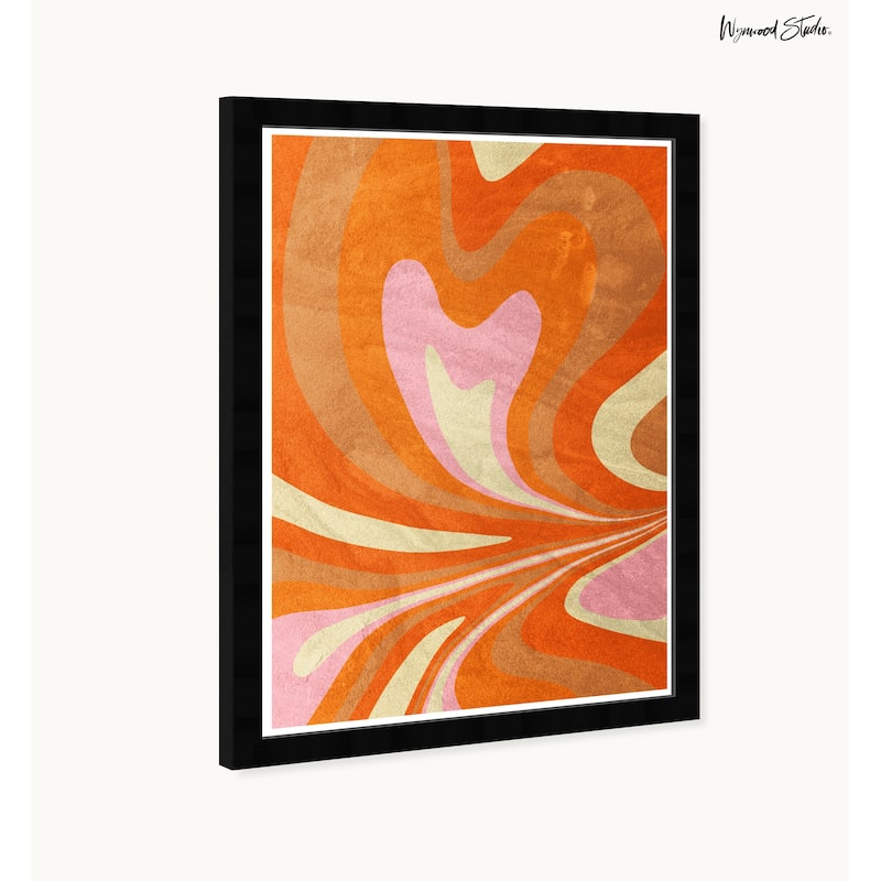 Wynwood Studio Warm Flow Framed Retro Colorful Abstract Prints