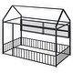 preview thumbnail 9 of 10, Black Space-Saving Twin Size Kids Bed House Bed with Fence and Shelves
