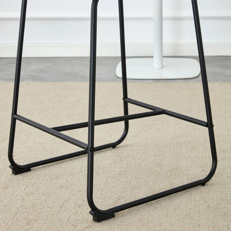 PU Leather Bar Stools Set of 2, Counter Height Bar Stools with Back and Footrest, Kitchens Island Chair with Metal Legs