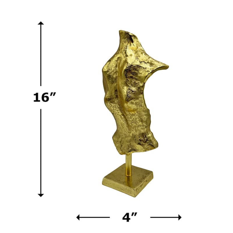16 Inch Tall Decorative Handmade Aluminum Abstract Body Sculpture - 8 x 4 x 16 in