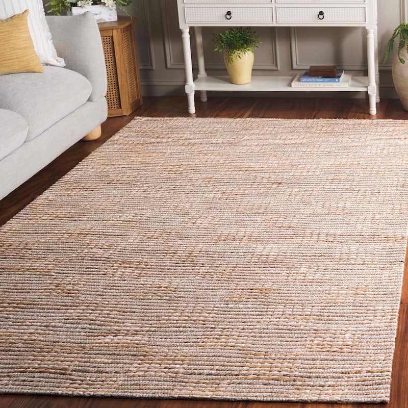 SAFAVIEH Flatweave Natural Otelinda Fiber Farmhouse Hemp Rug - 6' Square - Natural/Ivory