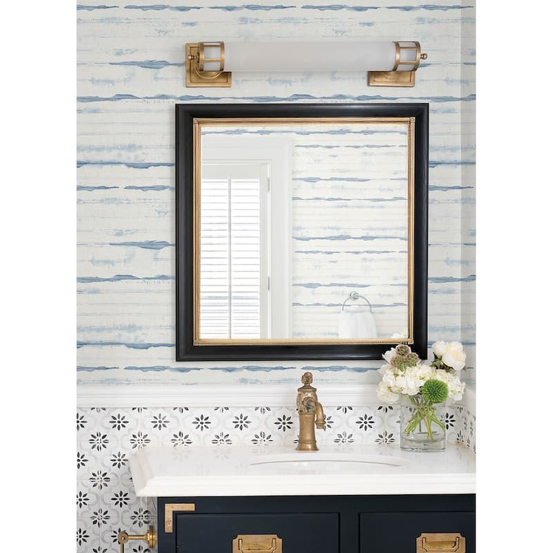 A-Street Prints Destin Blue Stripe Wallpaper
