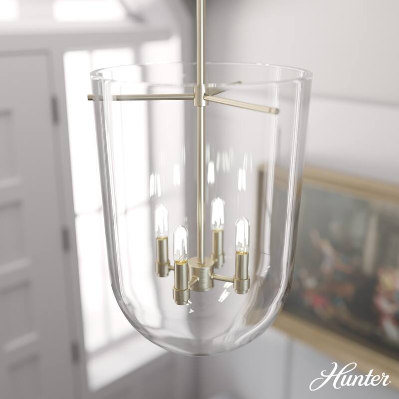 Hunter 14" Sacha 4-Light Pendant - Entry, Dining Room, Kitchen Island - Contemporary, Transitional - Alturas Gold