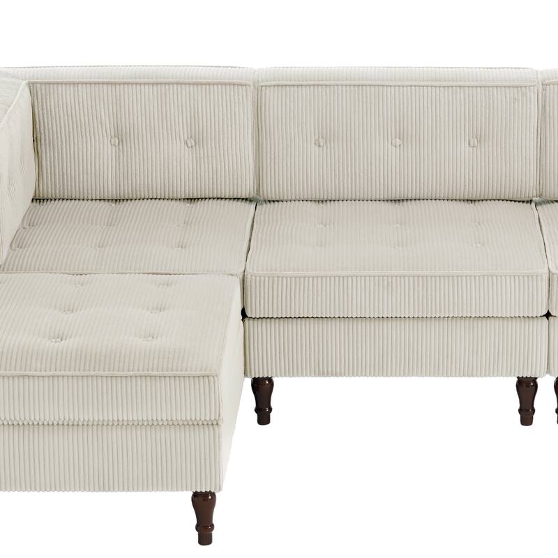 4-Piece 98" W Upholstered Modular Corduroy Sectional Sofa