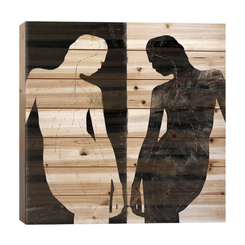 Modern Art- Contrasting Silhouette Figure Print On Wood by 5by5collective - Multi-Color - 26x26x1.5