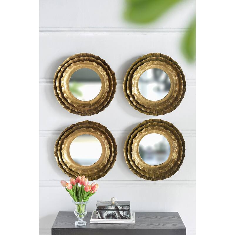 Round Layered Metallic Frame Wall Mirror - 16.25" - Gold