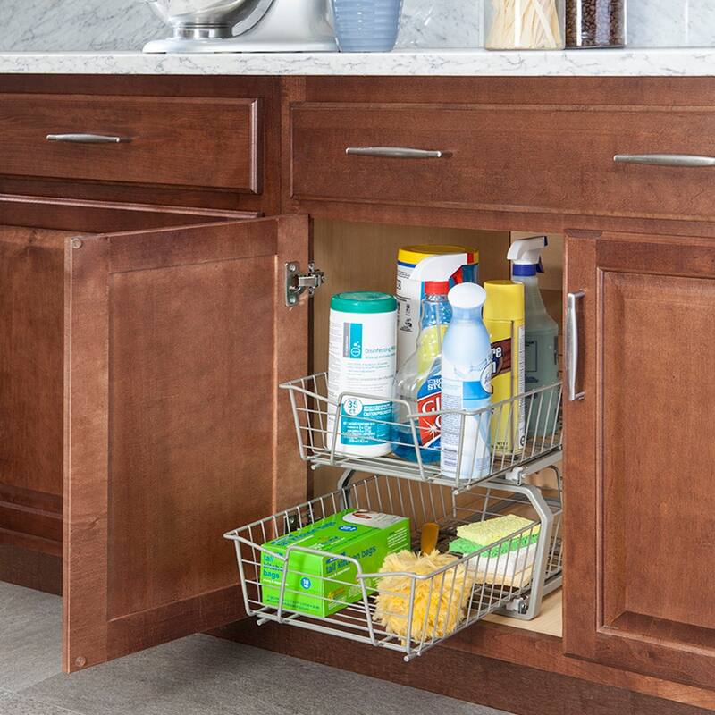 ClosetMaid Two Tier Nickel Pull Out Cabinet Organizer