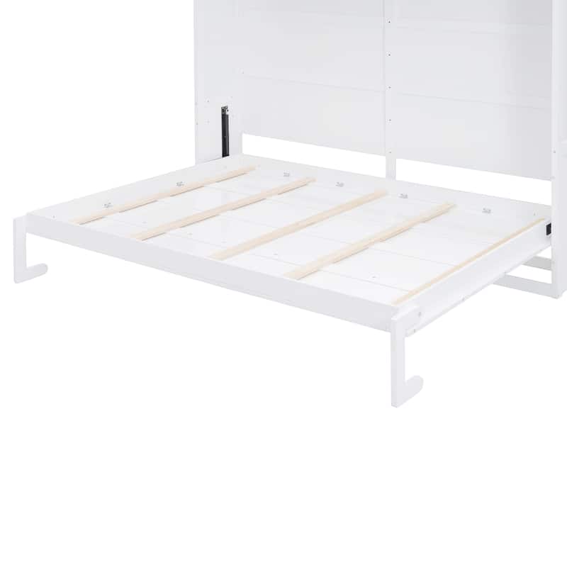 Modern Queen Murphy Bed with Top Shelves & USB