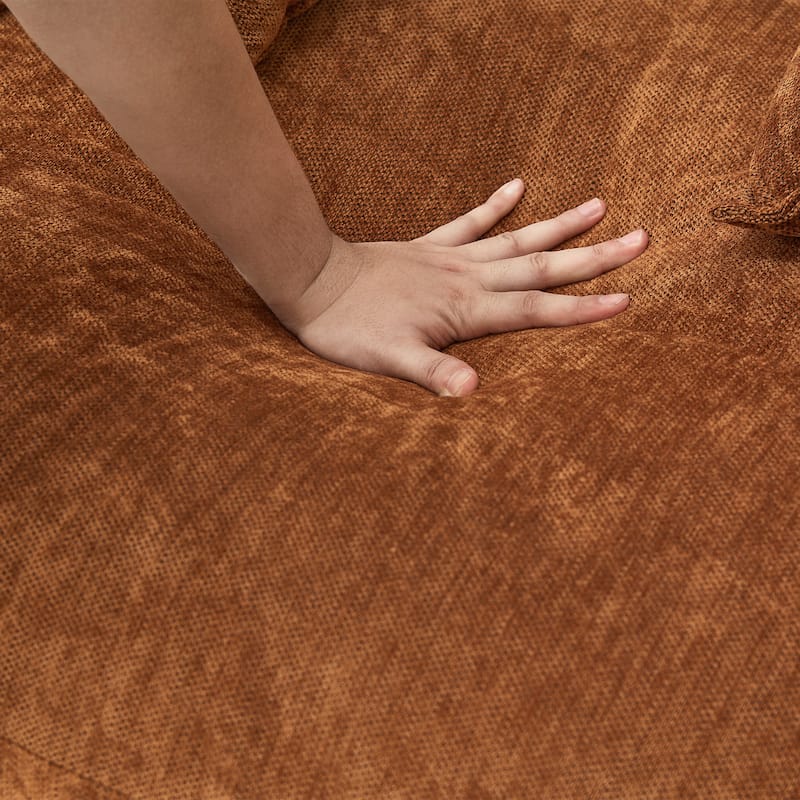 Roomfitters Oversized Round Chaise Sofa 59.8" Upholstered Loveseat with 8 Pillows, Accent Chair for Living Room