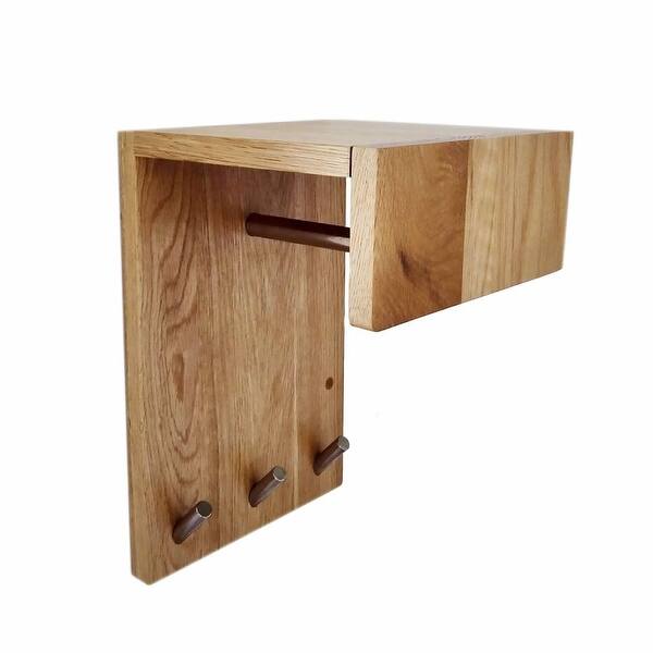 Shop Oakwood Wall Mounted Key Holder Rack Hooks With Decor Shelf