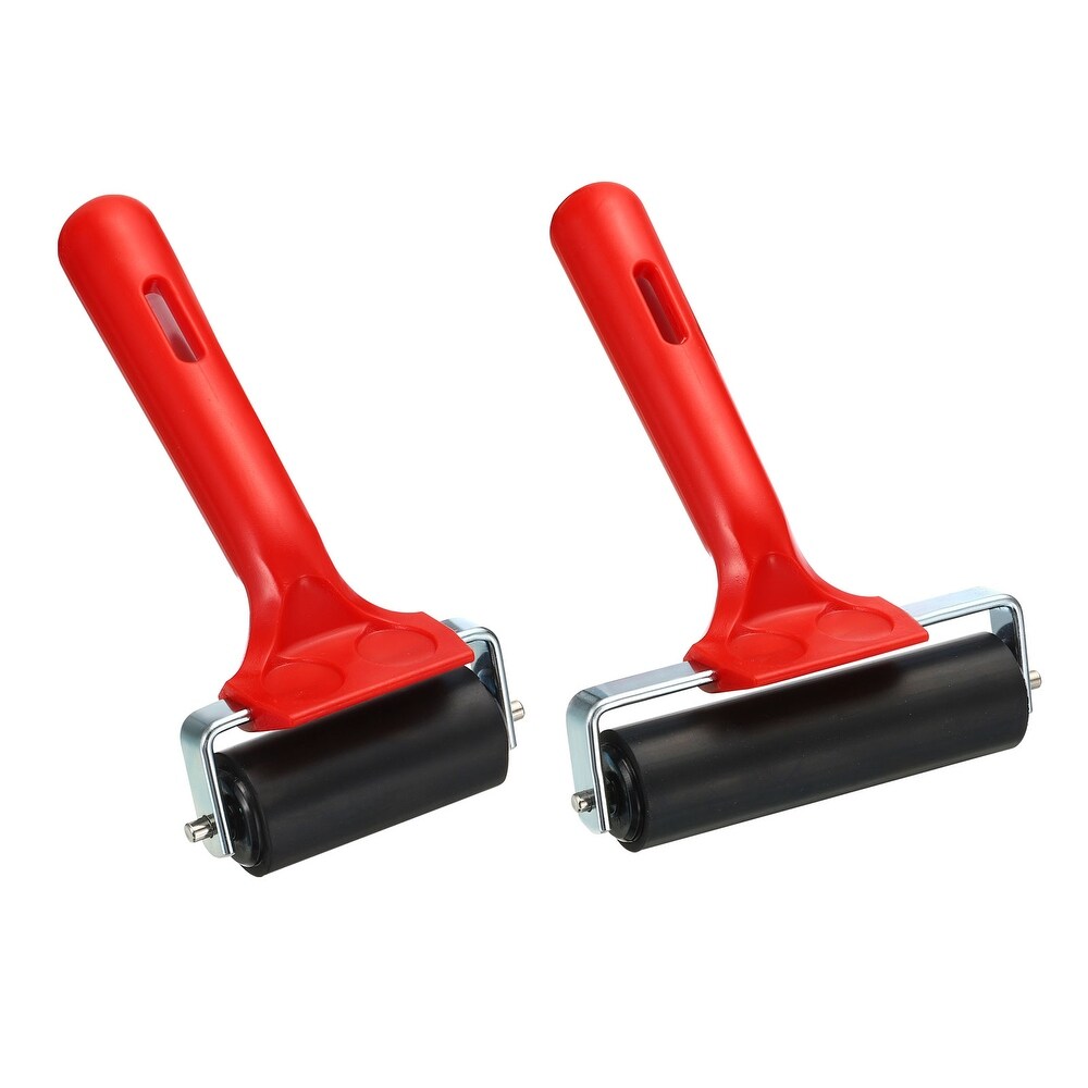 2 Piece Rubber Brayer Roller Set, 2.4 and 4 Inch Hard Rubber