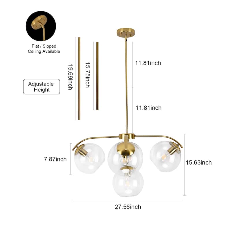 5-light Golden Dimmable Chandelier - Gold