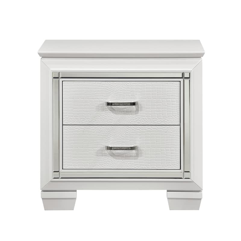 Glamorous Design Bedroom Furniture 1pc Nightstand of 2x Drawers Faux Alligator Embossed Textured Fronts