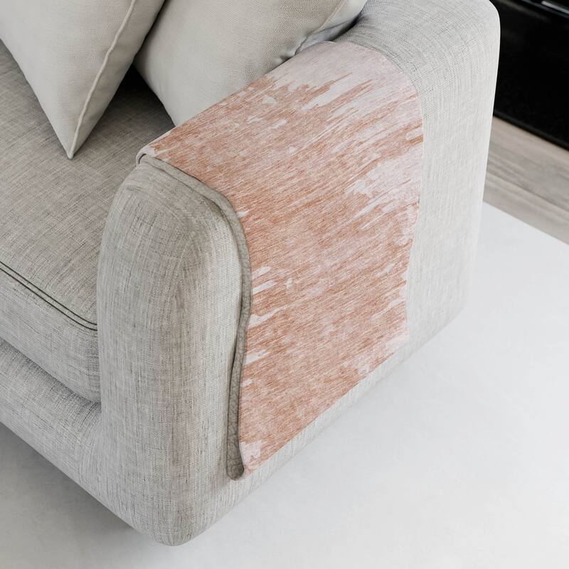 Premium Machine Washable Abstract Contemporary Sherpa Throw Blanket - Terracotta - 4'2" x 5'10"