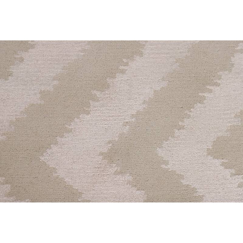 Chevron Style Modern Area Rug Handmade Wool Carpet - 6'1"x 8'10"