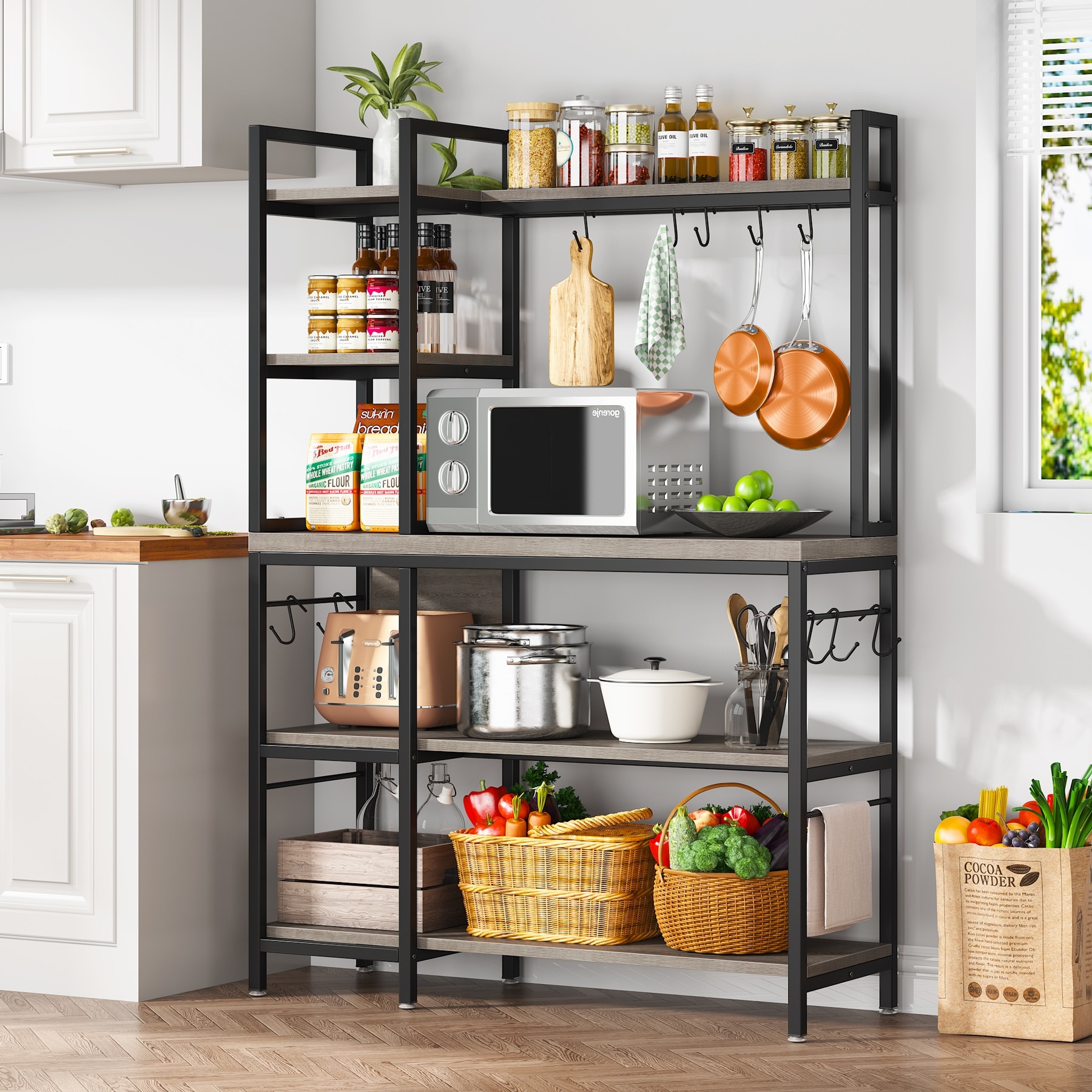 Wood bakers rack with hutch 2025
