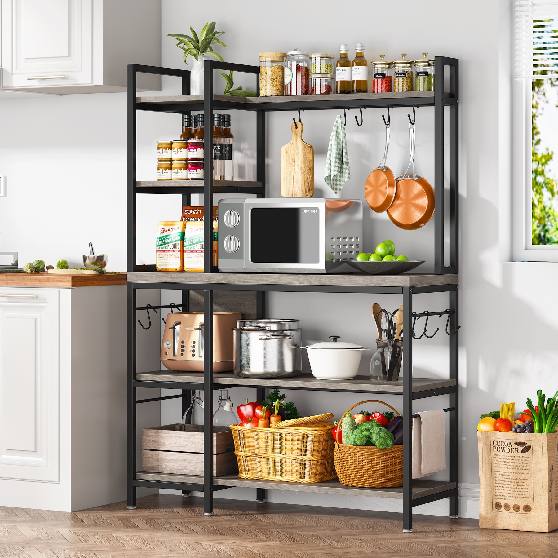 https://ak1.ostkcdn.com/images/products/is/images/direct/8b7da4f903da58f676dadf8693595ce235ddd161/Brown-Industrial-Wood-Bakers-Rack-with-Storage%2CBlack-Modern-Microwave-Oven-Stand%2C5-Tier-Kitchen-Utility-Storage-Shelf.jpg