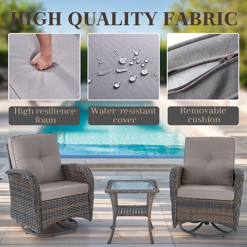 Glider Chair Table with Ottoman Set - Brown