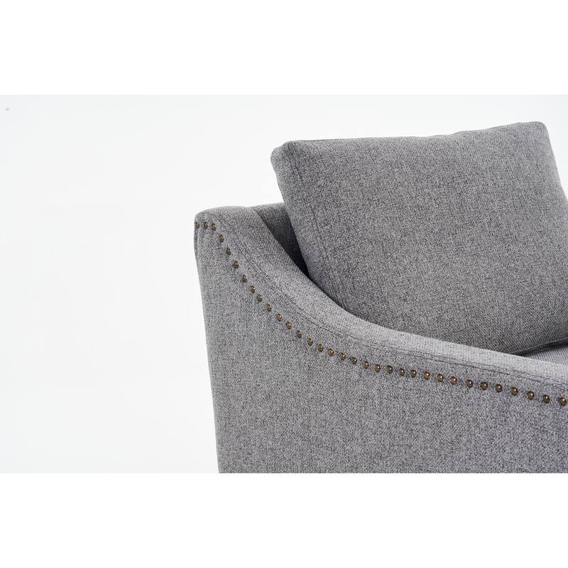 GDFStudio - Liam Modern 360° Swivel Linen Accent Chair with Rivet Detailing