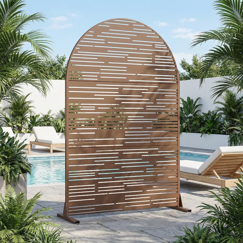 Shine Metal Privacy Screen Panel Free Standing - Brown - 72"x47"