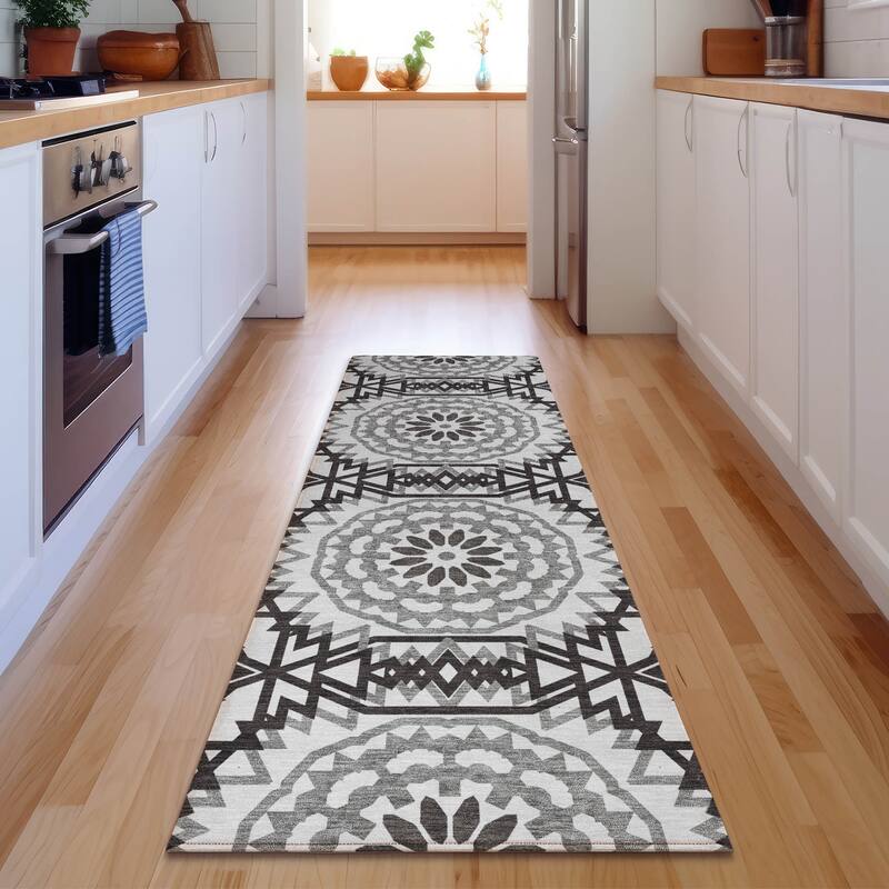 Premium Washable Super Soft Boho Global Mayfield Rug - White - 2' 3" x 7' 6" - Runner