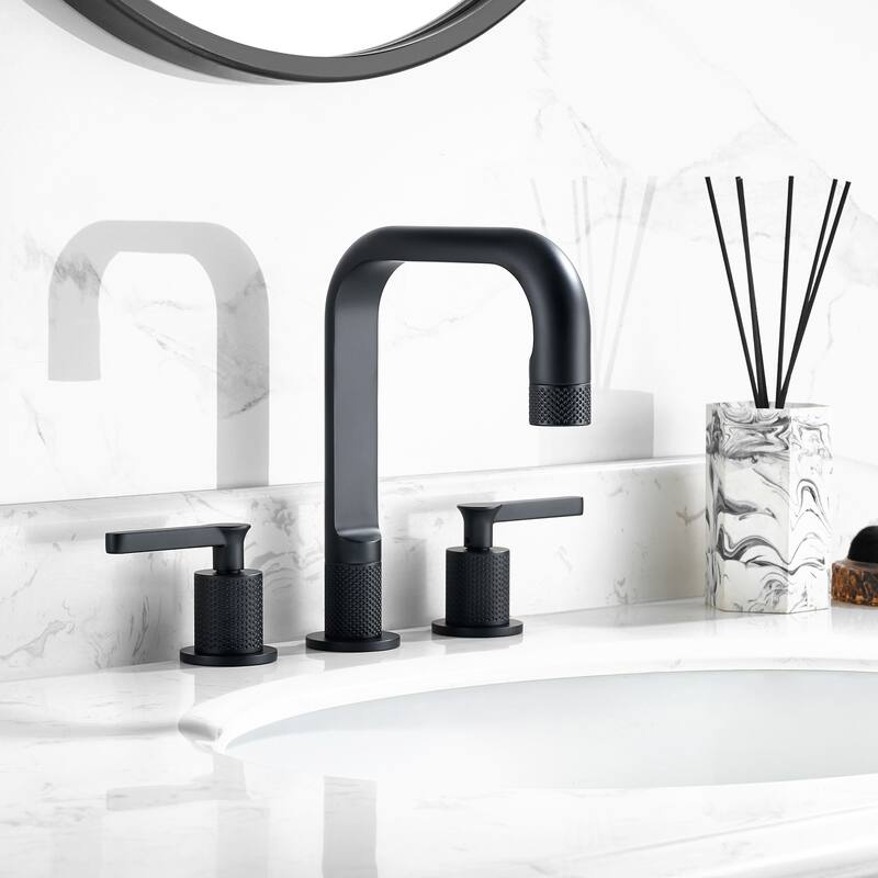 New York Widespread Bathroom Basin Sink Faucet - Matte Black
