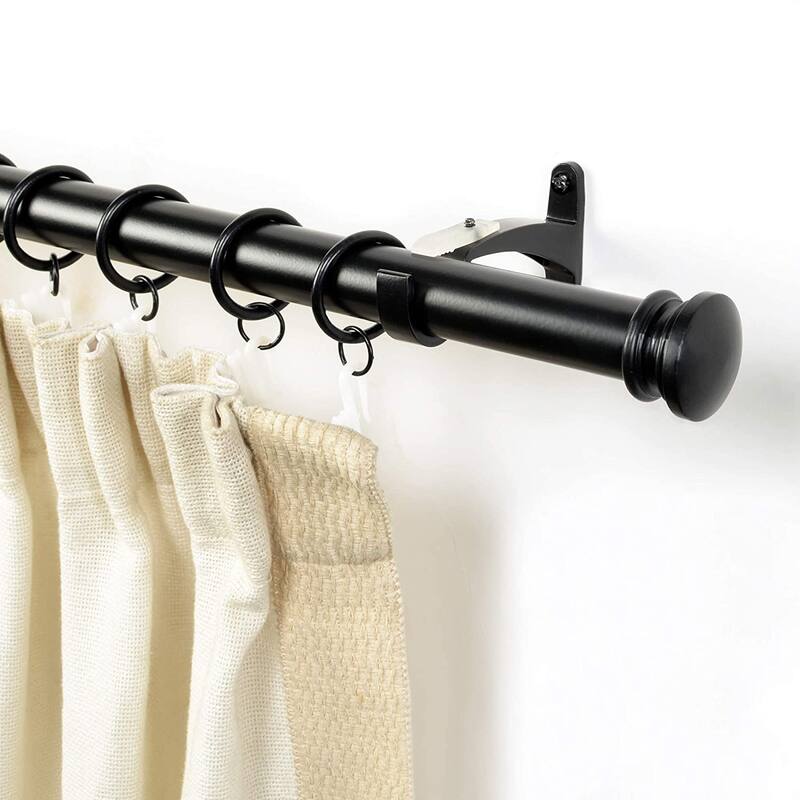 Deco Window 1 Inch Adjustable Curtain Rod for Windows & Doors Curtains with Endcap Round Finials & Brackets Set