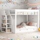 preview thumbnail 2 of 18, Convertible Design Wood Full Size Bunk Bed with Storage Staircase, Bedside Table, and 3 Drawers