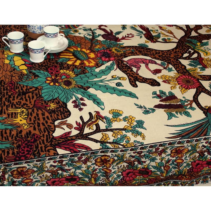 Light weight Cotton Tree of Life Floral Vivacious Tablecloth Rectangle