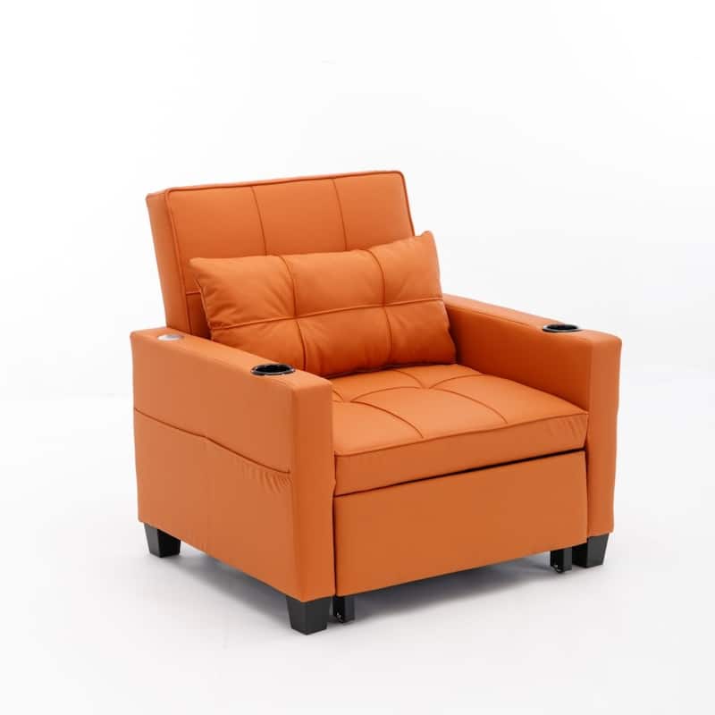 Futon Chair Bed Convertible Chair 3-in-1 Pull Out Sleeper Chair Beds with USB Ports