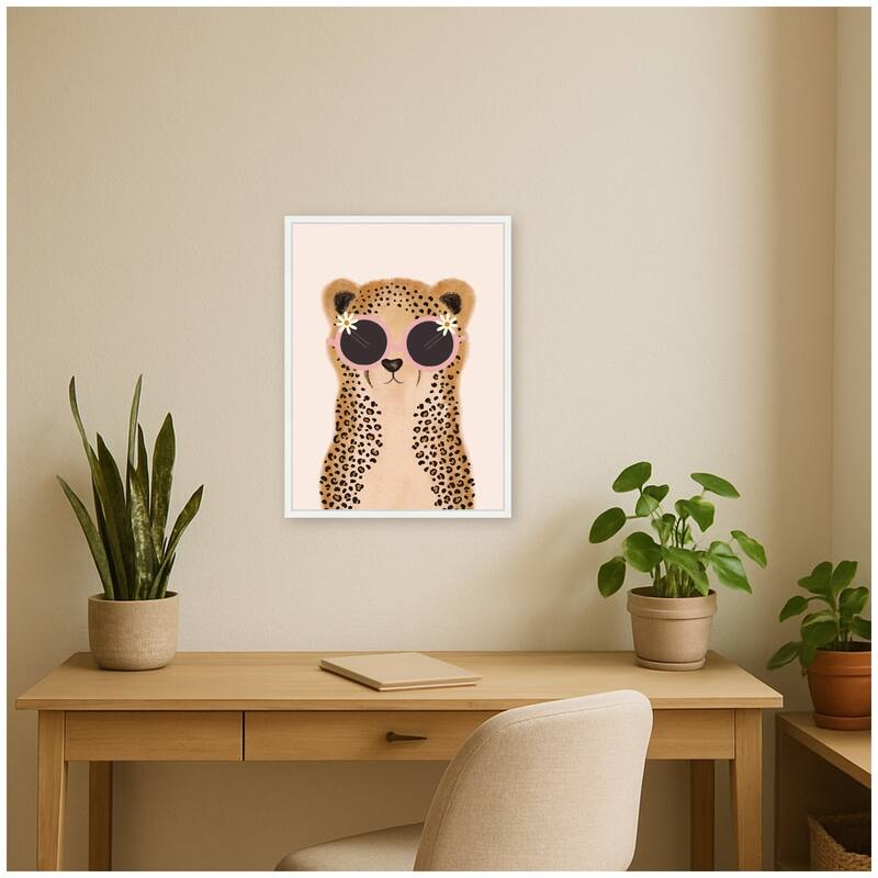 Kate and Laurel Lavish Leopard by Aislinn Simmonds Duchess Plum Framed Canvas Wall Art Print
