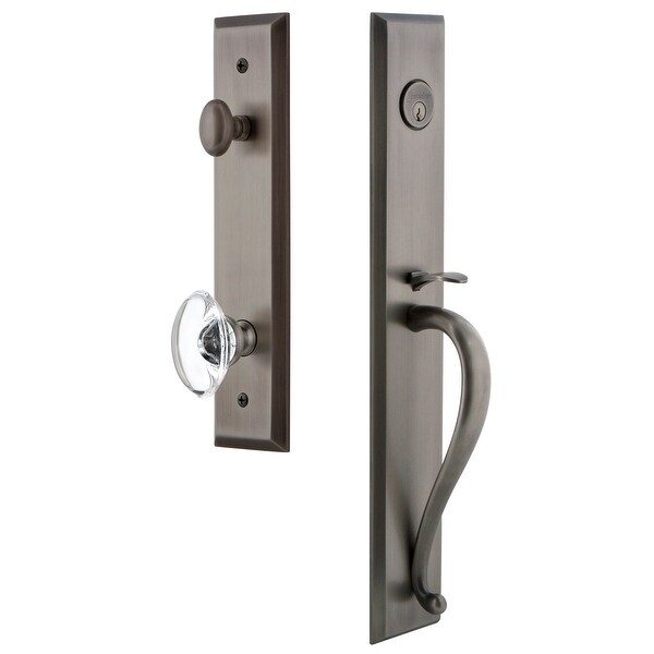 Grandeur FAVSGRPRO_ESET_234 Fifth Avenue Solid Brass Rose Keyed Entry Single Cylinder Full Plate "S" Grip Handleset with