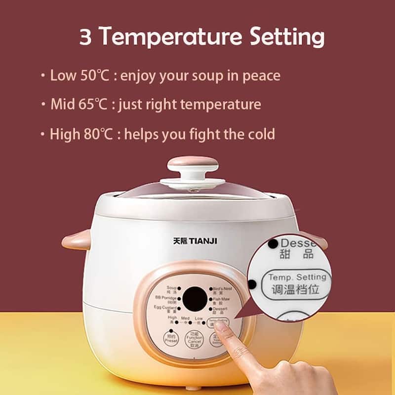 Electric Stew Pot, Ceramic Soup Porridge Cooker, Slow Cookers with Lid