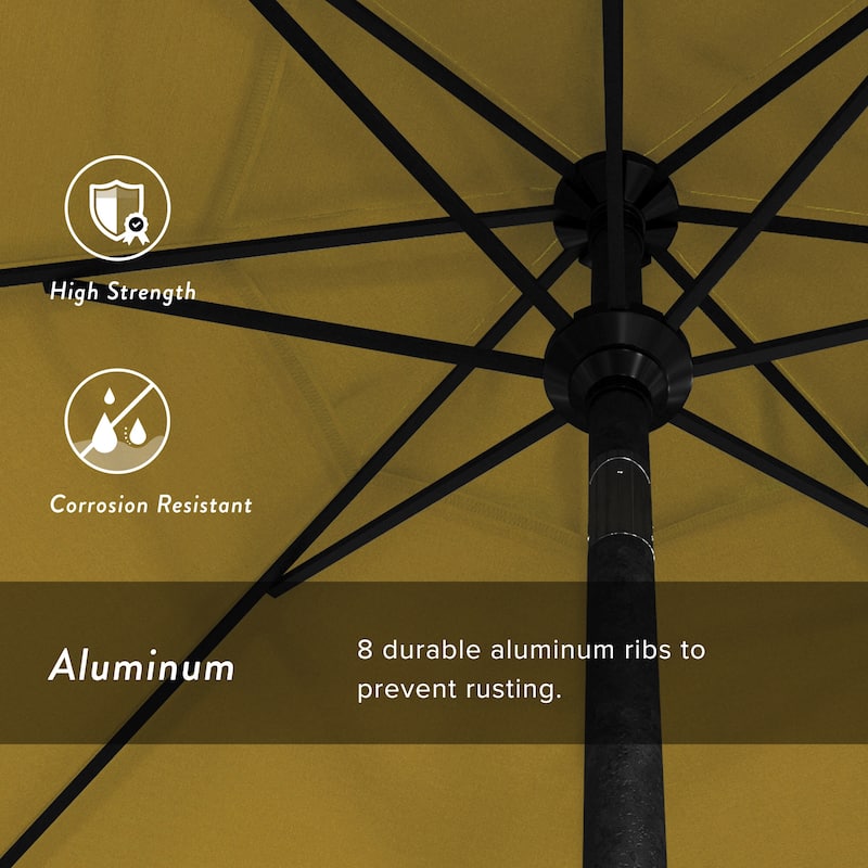 California Umbrella 9-foot Round Crank Lift, Push ButtonTilt, Black Frame Finish, Aluminum Patio Umbrella with Sunbrella Fabric