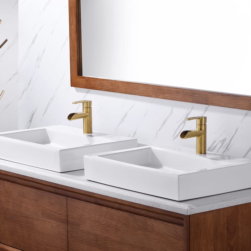 Luxier BSH16-S Waterfall Single Handle Single Hole Bathroom Faucet with Drain